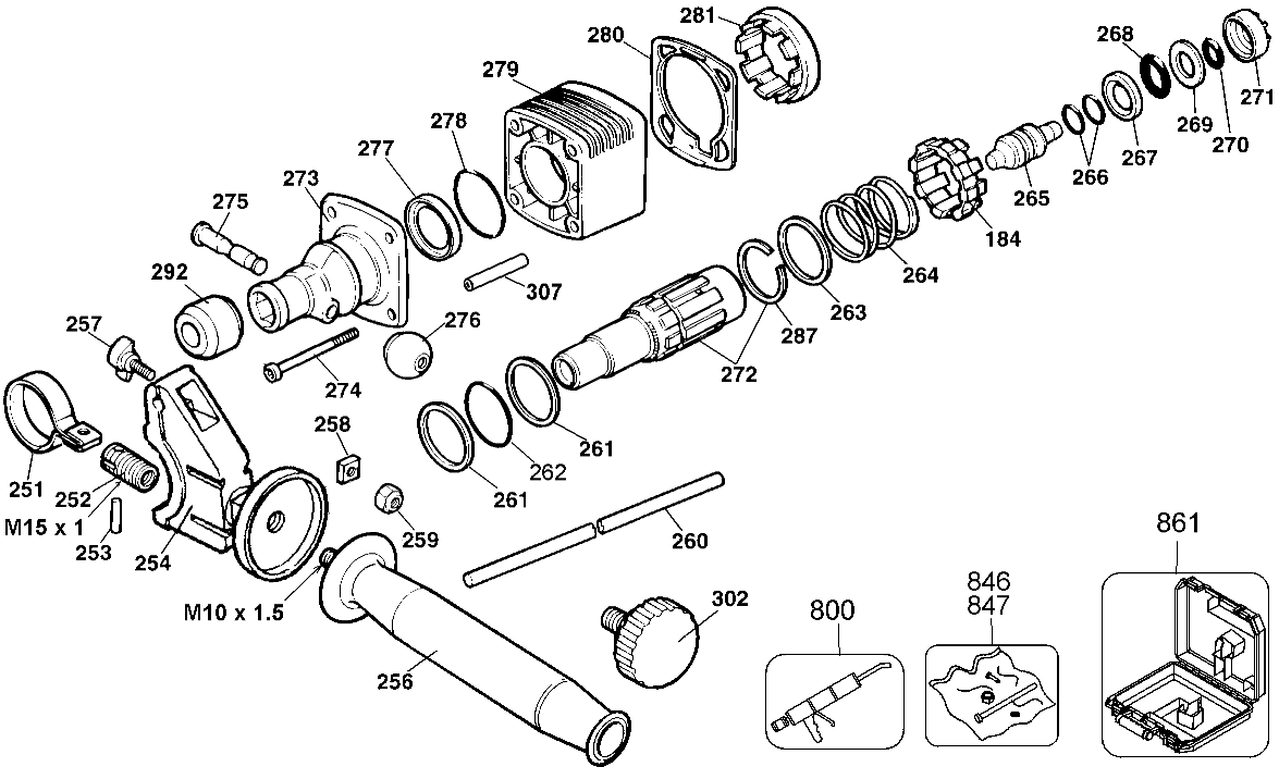 Default Diagram and Parts List for 5095K Type 100 Black and Decker Hammer Drill